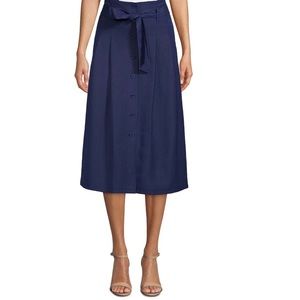 Anne Klein Linen Midi Lined Skirt. Size 14 NWT.